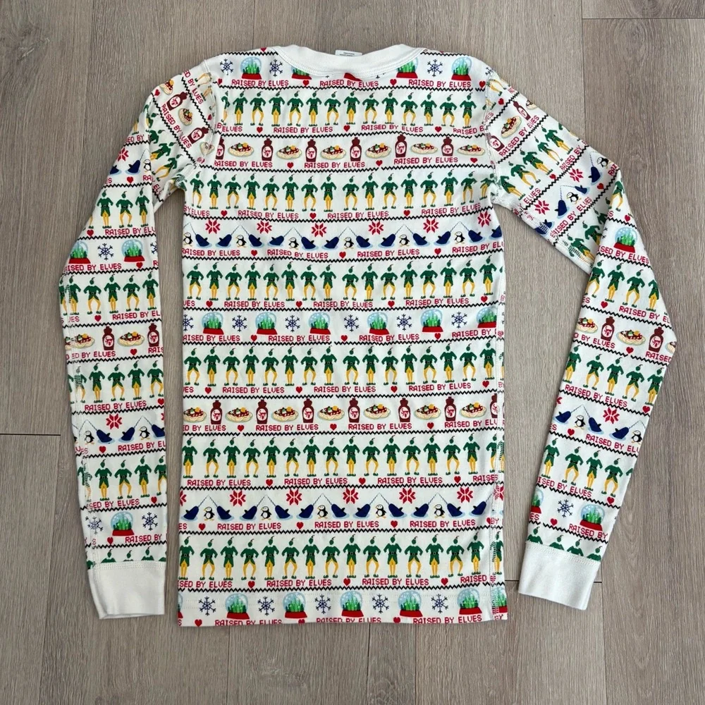 Hanna Andersson Elf Kids 14 Pajama Top Long John 100% Organic Cotton Holiday
